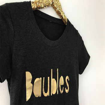 Ladies Christmas Baubles T Shirt, 3 of 3