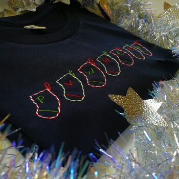 Embroider Your Own Navy Christmas T Shirt Kit, 5 of 8