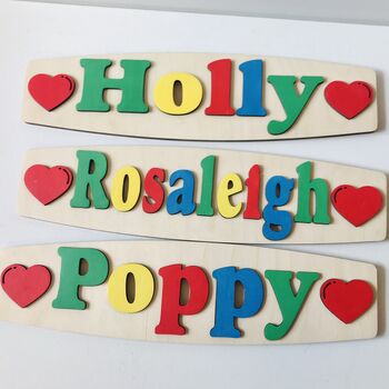 Personalised Name Puzzle With Hearts, 2 of 6