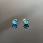Green Sparkly Fused Glass Sterling Silver Stud Earrings, thumbnail 5 of 9