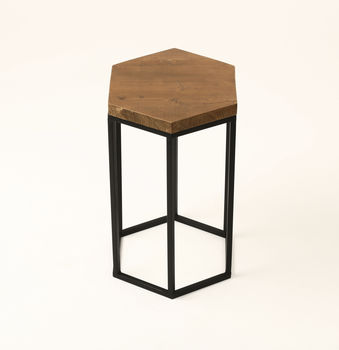 Hexagonal Wooden Side Table, 2 of 3