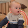 Personalised Blue Knitted Two Piece Baby Clothes, thumbnail 5 of 12