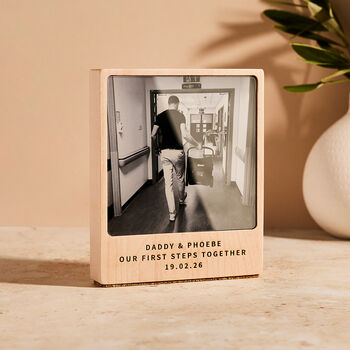 Personalised New Daddy Wood And Acrylic Photo Block, 2 of 4