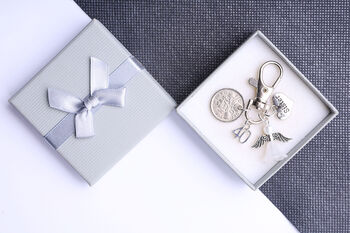 40th Birthday Lucky Sixpence Charm Keyring, 2 of 3