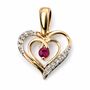 9ct Gold Diamond Set Heart Pendant Necklace With Ruby, thumbnail 1 of 4