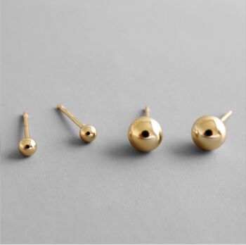 Sterling Silver Simple Ball Stud Earrings, Two Sizes, 4 of 7