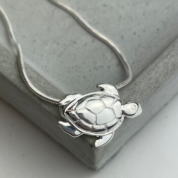 Sterling Silver Turtle Necklace, Sealife Jewellery, 2 of 12
