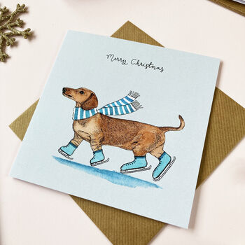 Festive Dachshund/Sausage Dog Christmas Card, 2 of 2