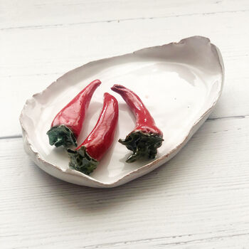 Gifts For Foodies: Handmade Ceramic Chillies Dish, 3 of 7