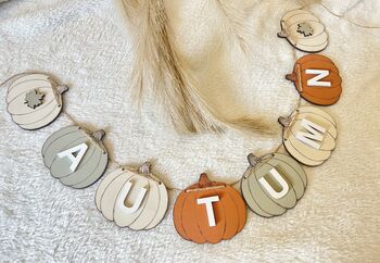 Autumn Bunting Wooden Seasonal Home Decor Pumpkin Decoration Banner, 2 of 9