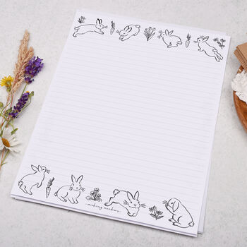 A4 Letter Writing Paper With Linear Bunny Rabbits, 3 of 4