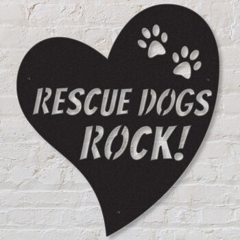 'Rescue Dogs Rock' Black Metal Wall Art, 2 of 4
