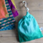 Handmade Sari Gift Bags, Fair Trade Medium Reusable Drawstring Pouches, thumbnail 2 of 5