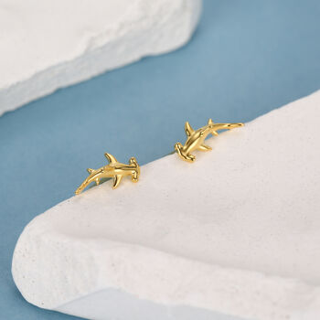 Sterling Silver Hammerhead Shark Stud Earrings, 4 of 12