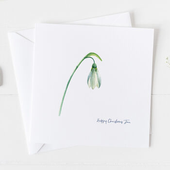 Snowdrop Card, Bereavement Sympathy Card ..Botanical 01, 2 of 3