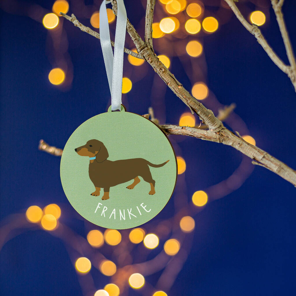 Dachshund Personalised Dog Christmas Tree Decoration, 1 of 6