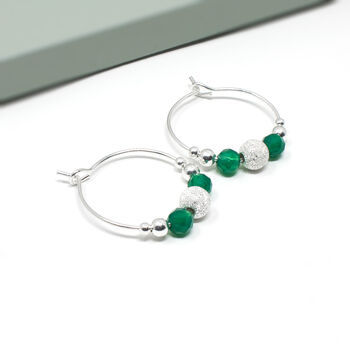 Green Onyx Hoop Earrings, Lulu, 2 of 3