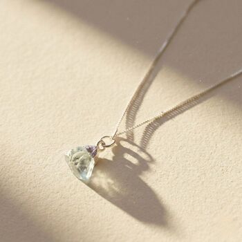 18ct Gold Plated Raw Aquamarine Crystal Necklace, 6 of 6