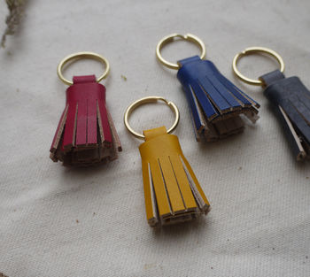 Leather Tassel Keyring With Pressed Personalisation, 5 of 7