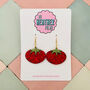 Small Red Tomato Glitter Resin Earrings, thumbnail 1 of 4