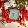 Medium Leather Satchel Shoulder Bag In Stormy Sea Grey, thumbnail 2 of 6