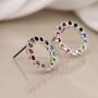 Twinkling Silver Plated Rainbow Halo Stud Earrings, thumbnail 2 of 5