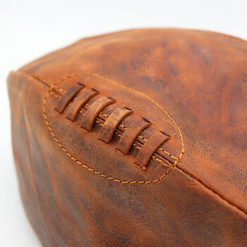 Personalised Leather Rugby Ball Wash Bag, 4 of 9