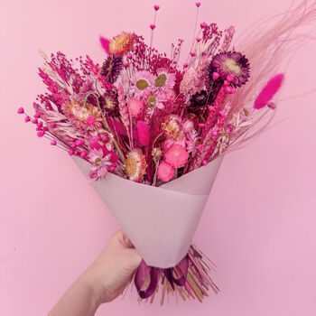 Bright Pink Dried Flower Arrangement, 4 of 5