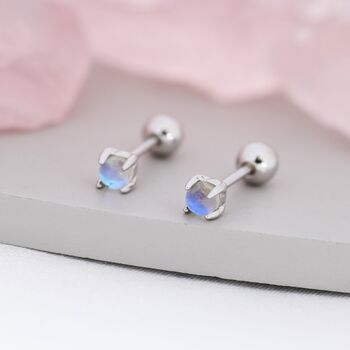 Sterling Silver Moonstone Screw Back Earrings, 4 of 12