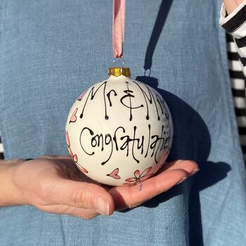 Personalised Hanging Bauble Wedding Gift Decoration, 2 of 4