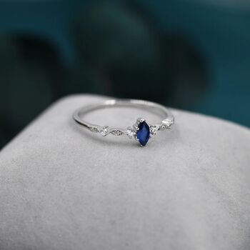Vintage Inspired Sapphire Blue Cz Ring, 5 of 10