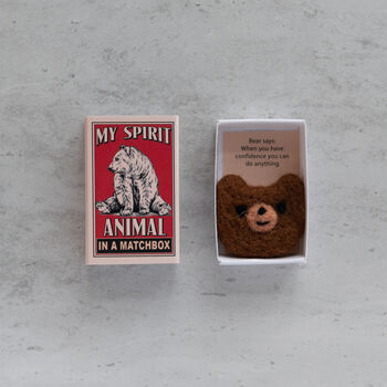 Wool Felt Bear Spirit Animal Gift In A Matchbox, 3 of 7