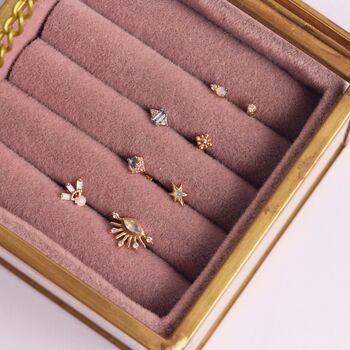 Opal Star Flat Back Earring 14k Gold, 2 of 3