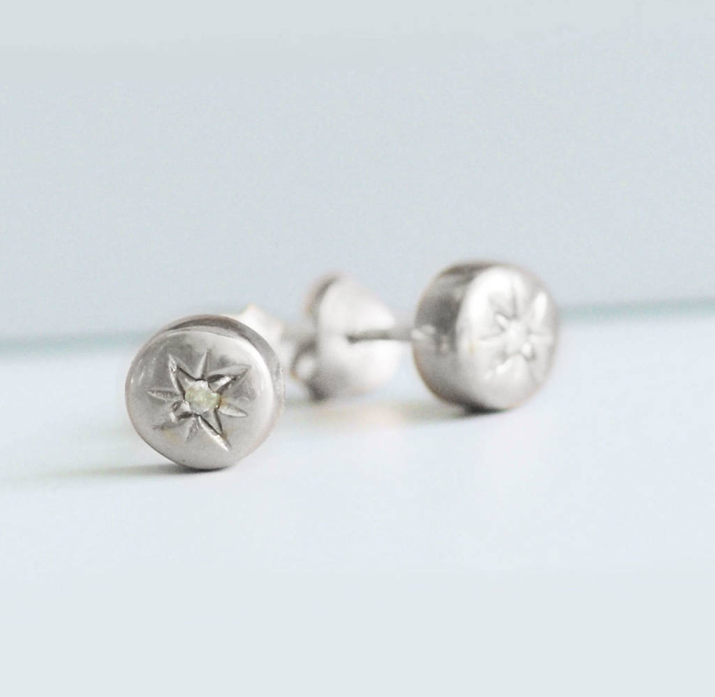 sterling silver diamond stud earrings by amulette | notonthehighstreet.com