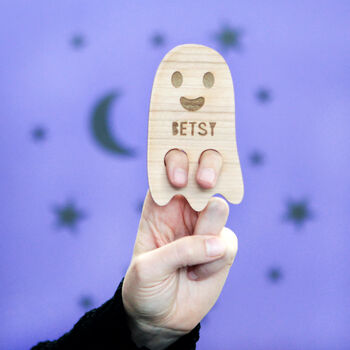 Personalised Ghost Finger Puppet And Colour In Card, 3 of 4