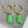 Chrysoprase Gemstone Nugget Hoop Earrings Gold Vermeil, thumbnail 1 of 3