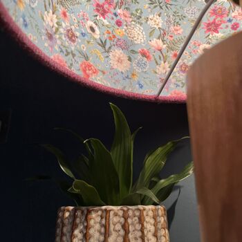 Hilda Clover Pink Tweed Floral Lined Drum Lampshades, 8 of 11
