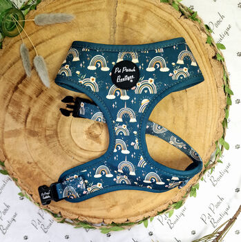 Rainbows In The Forest Dog Harness Sea Green With Optional Set, 2 of 12
