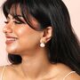 Stainless Steel Large Pearl Drop Earrings In Gold, thumbnail 3 of 4
