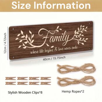 Father’s Day Gift, Natural Wood Family Photo Hanging Wall Plaque, 7 of 7