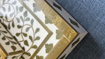 Wood Serving Tray With Handle, Ottoman Tary, Inlay Craft, 11 of 12