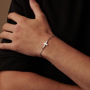 Personalised Cross Bracelet Silver, For Men And Women, Adjustable, 2 of 10