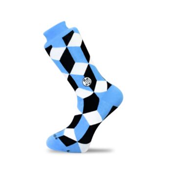 Optical Illusion Blue Cotton Sock, 5 of 5