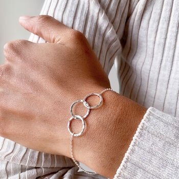 Three Linked Circles Sterling Silver Bracelet, 5 of 10