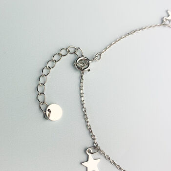 Sterling Silver Dangle Star Charm Anklet, 2 of 4