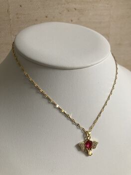 18 K Gold Plated Red Elephant Pendant Necklace, 6 of 6