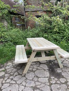 Heavy Duty Garden/Pub Picnic Table With Breadboard Ends, 6 of 7