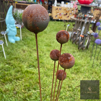 Stylish Cluster Of Five Steel Balls/Cups For Garden Large, 8 of 12
