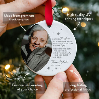 Memorial Christmas Ornament Personalised Photo Keepsake, 2 of 8