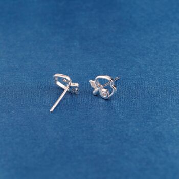 925 Silver Apple Cz Stud Earrings, 5 of 7